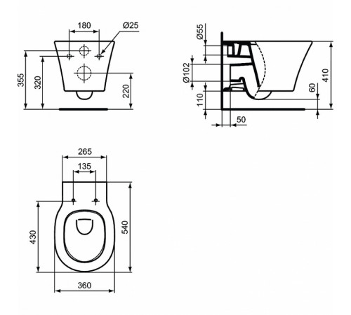 Унитаз Ideal Standard Connect Air E005401 подвесной без сиденья