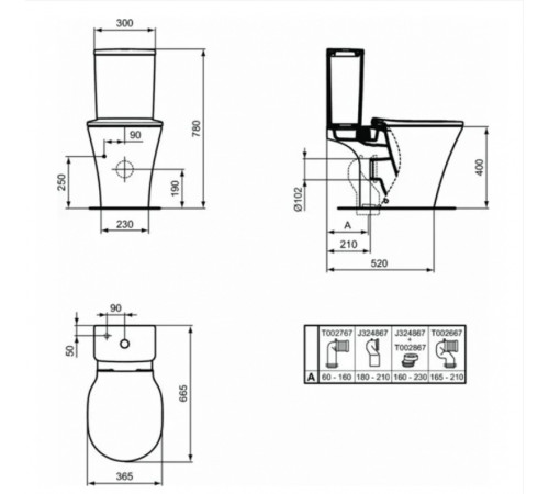 Унитаз компакт Ideal Standard Connect Air E009701 без бачка и сиденья