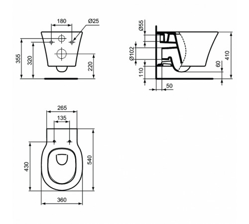 Комплект унитаза с инсталляцией Ideal Standard Connect Air E212101 с сиденьем Микролифт