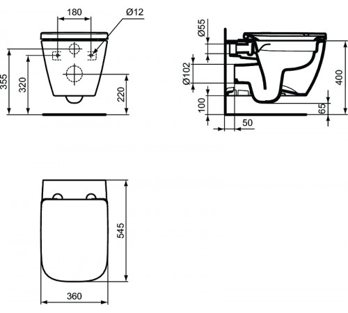 Комплект унитаза с инсталляцией Ideal Standard I.Life B I001401 с сиденьем Микролифт