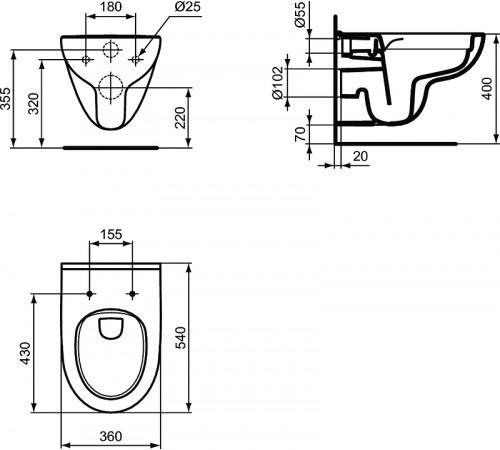 Унитаз Ideal Standard I.Life A T471601 подвесной без сиденья