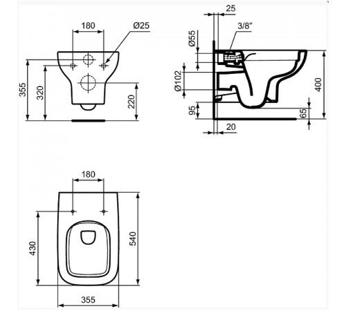 Унитаз биде Ideal Standard I.Life A T481801 подвесной Евробелый без сиденья