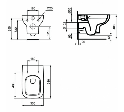 Комплект унитаза с инсталляцией Ideal Standard I.Life A I001701 с сиденьем Микролифт