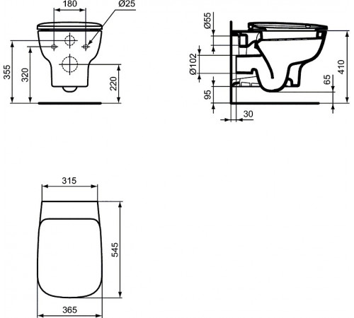 Унитаз Ideal Standard Esedra T386001 подвесной без сиденья