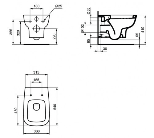 Унитаз Ideal Standard Esedra T281401 подвесной без сиденья