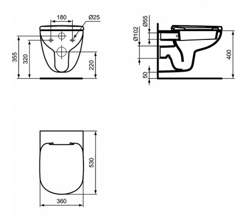 Унитаз Ideal Standard Tempo T331101 подвесной без сиденья