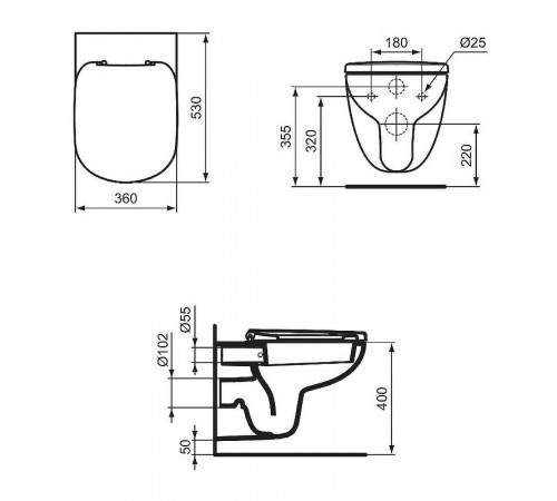 Унитаз Ideal Standard Tempo W941106 подвесной с сиденьем Микролифт