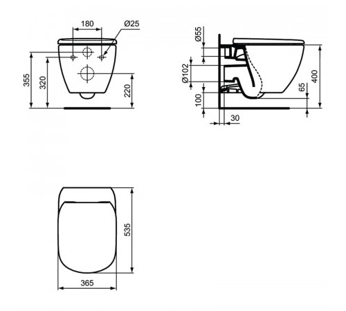 Комплект унитаза с инсталляцией Ideal Standard Prosys Tesi R030501 с сиденьем Микролифт и клавишей смыва Хром