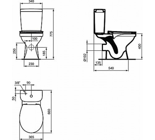 Унитаз компакт Ideal Standard Simplicity E160101 с бачком и сиденьем Микролифт