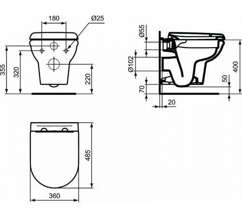 Комплект унитаза с инсталляцией Ideal Standard Prosys Exacto X042601 с сиденьем Микролифт