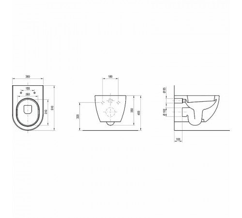 Унитаз Ravak Uni Chrome Rim X01516 подвесной без сиденья