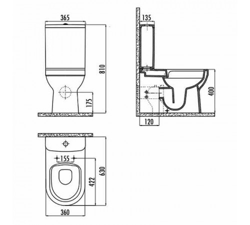 Унитаз компакт Creavit Letoon LT361-11CB00E-0000 Белый без бачка и сиденья