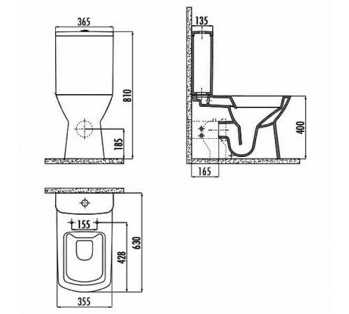 Унитаз компакт Creavit Nova NV361-11CB00E-0000 Белый без бачка и сиденья