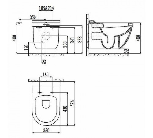 Унитаз Creavit Dream DR320.00100 подвесной Белый без сиденья