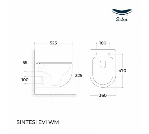 Унитаз Sintesi Evi SIN-TS-EVI-151WM подвесной Белый матовый с сиденьем Микролифт