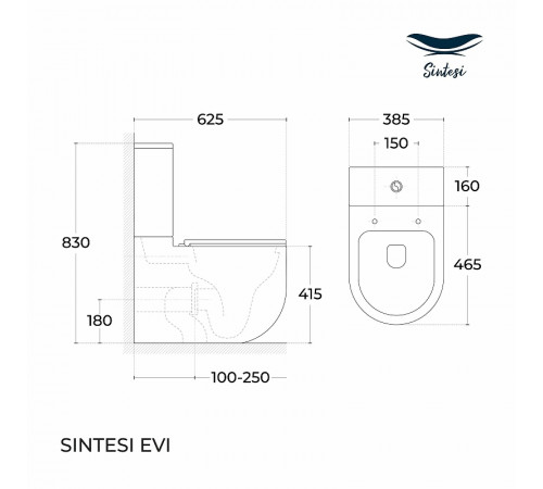 Унитаз компакт Sintesi Evi SIN-TP-EVI-251,SIN-SRB-30 Белый с бачком и сиденьем Микролифт