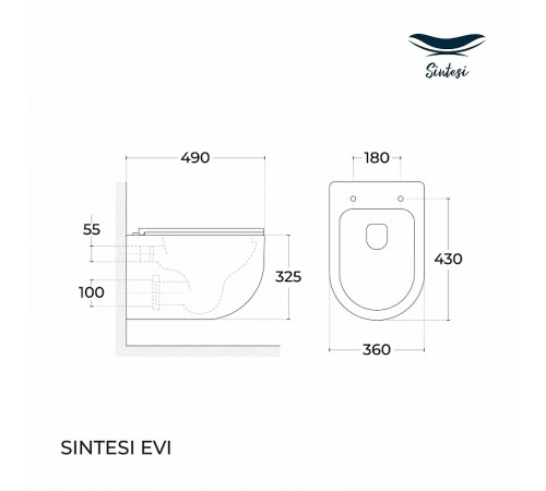 Унитаз Sintesi Evi SIN-TS-EVI-151 подвесной Белый с сиденьем Микролифт