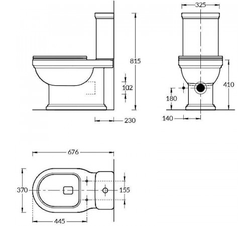 Унитаз компакт Kerama Marazzi Pompei PO.wc.01 Белый глянцевый без бачка и сиденья