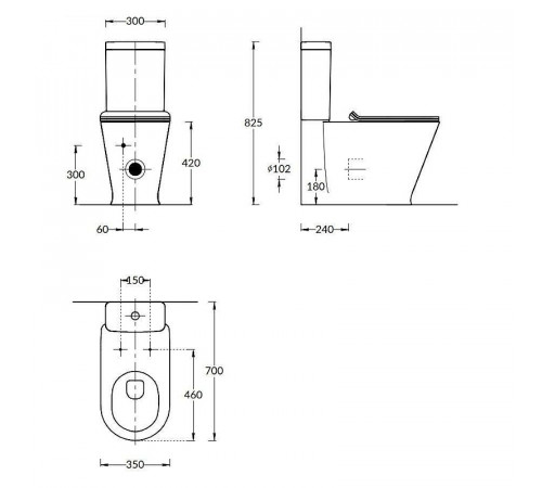 Унитаз компакт Kerama Marazzi Plaza Modern PLMR.wc.01 Белый глянцевый без бачка и сиденья