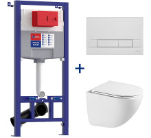 Комплект унитаза с инсталляцией Lemark Glazer 100121431 с сиденьем Микролифт и клавишей смыва Хром глянцевый