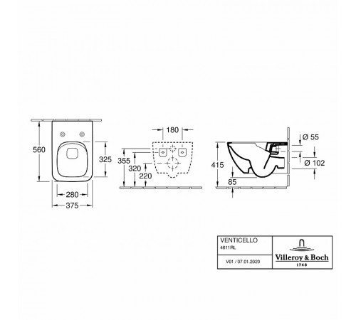 Унитаз Villeroy&Boch Venticello 4611RL01 подвесной с сиденьем Микролифт