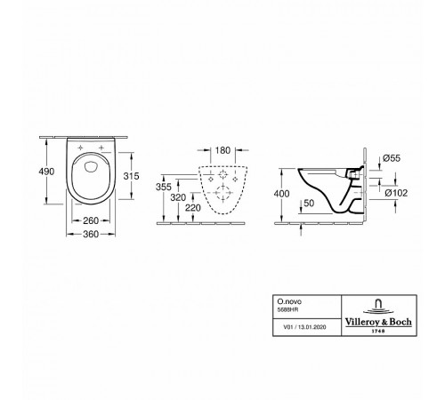 Унитаз Villeroy&Boch O.Novo 5688HR01 подвесной с сиденьем Микролифт