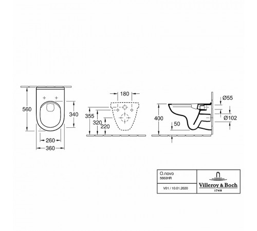 Унитаз Villeroy&Boch O.Novo 5660HR01 подвесной с сиденьем Микролифт