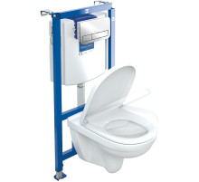 Комплект унитаза с инсталляцией Villeroy&Boch O.Novo 5660D201 с сиденьем Микролифт и клавишей смыва Хром глянцевый