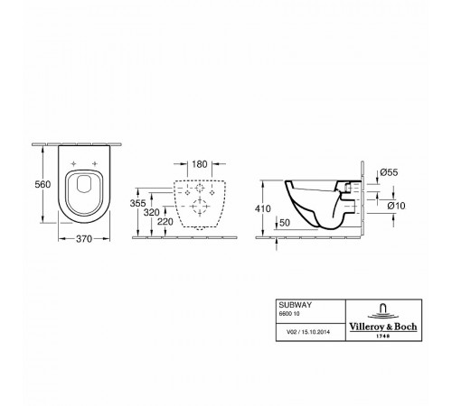 Унитаз Villeroy&Boch Subway 660010R1 подвесной без сиденья