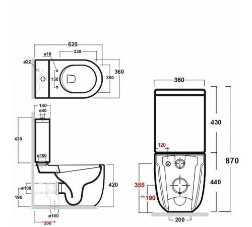 Унитаз компакт Bien Vokha MDKD063N1VP0W6SZ0 Белый матовый с бачком и сиденьем Микролифт