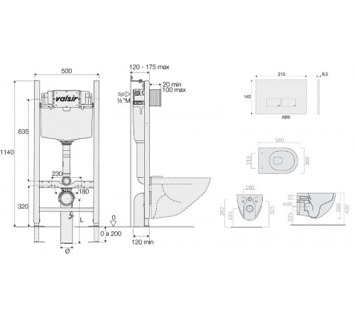 Комплект унитаза с инсталляцией Valsir Dream KIT VSCR 7317 Std P3 с сиденьем и клавишей смыва Хром глянцевый