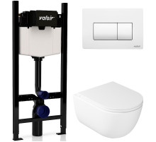 Комплект унитаза с инсталляцией Valsir Dream KIT VSWM 7334 Slim P1 с сиденьем Микролифт и Белой матовой клавишей смыва