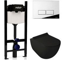 Комплект унитаза с инсталляцией Valsir Dream KIT VSCR 7317NEMT Slim P3 с сиденьем Микролифт и клавишей смыва Хром глянцевый