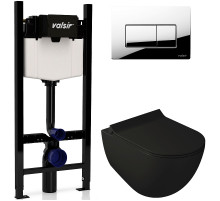 Комплект унитаза с инсталляцией Valsir Dream KIT VSCR 7317NEMT Slim P1 с сиденьем Микролифт и клавишей смыва Хром глянцевый