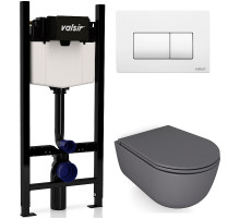 Комплект унитаза с инсталляцией Valsir Dream KIT VSWM 7334GM Slim P1 с сиденьем Микролифт и Белой матовой клавишей смыва