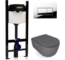 Комплект унитаза с инсталляцией Valsir Dream KIT VSCR 7334GM Slim P1 с сиденьем Микролифт и клавишей смыва Хром глянцевый