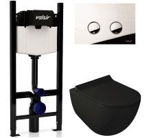 Комплект унитаза с инсталляцией Valsir Dream KIT VSCR 7317NEMT Slim P4 с сиденьем Микролифт и клавишей смыва Хром глянцевый