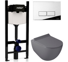 Комплект унитаза с инсталляцией Valsir Dream KIT VSCR 7317GM Slim P3 с сиденьем Микролифт и клавишей смыва Хром глянцевый