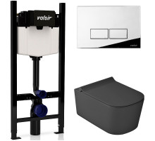 Комплект унитаза с инсталляцией Valsir Meg11Pro KIT VSCR 5486NEMT Slim P3 с сиденьем Микролифт и клавишей смыва Хром глянцевый