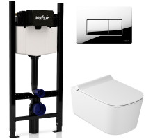 Комплект унитаза с инсталляцией Valsir Meg11Pro KIT VSCR 5486 Slim P1 с сиденьем Микролифт и клавишей смыва Хром глянцевый
