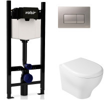 Комплект унитаза с инсталляцией Valsir Eden KIT VSCrM 7212 Slim P1 с сиденьем Микролифт и клавишей смыва Хром матовый