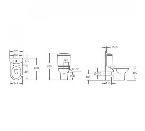 Унитаз компакт Alcora Rio CT1076B 48617 с бачком и сиденьем Микролифт