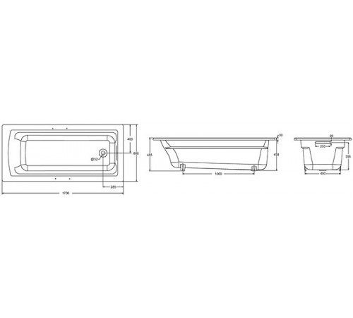 Чугунная ванна Jacob Delafon Archer 170x80 E6D904-0 с антискользящим покрытием