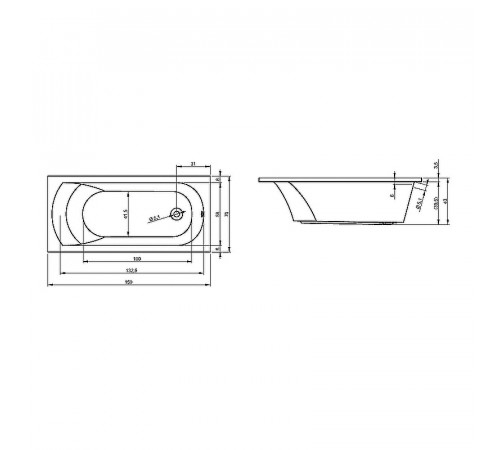 Акриловая ванна WellWant Aurora 150x70 WWVM1112W без гидромассажа