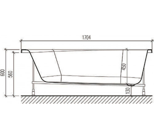 Акриловая ванна WellWant Oberon WW 170x75 WWVO1224W без гидромассажа