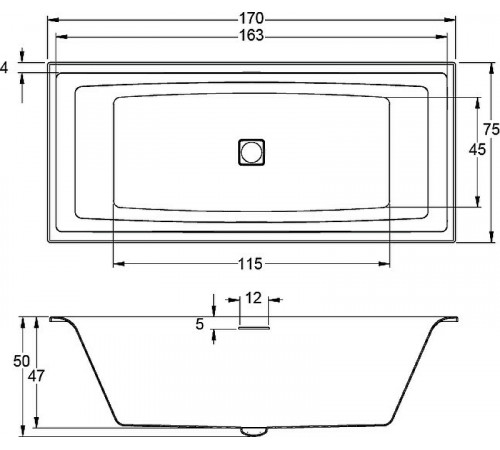 Акриловая ванна Riho Still Square 170x75 B100001005 (BR0200500000000) без гидромассажа