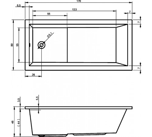 Акриловая ванна Riho Lusso Plus 170x80 B006001005 (BA1200500000000) без гидромассажа