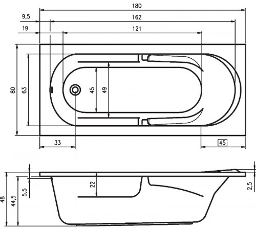 Акриловая ванна Riho Future 180x80 B074001005 (BC3100500000000) без гидромассажа