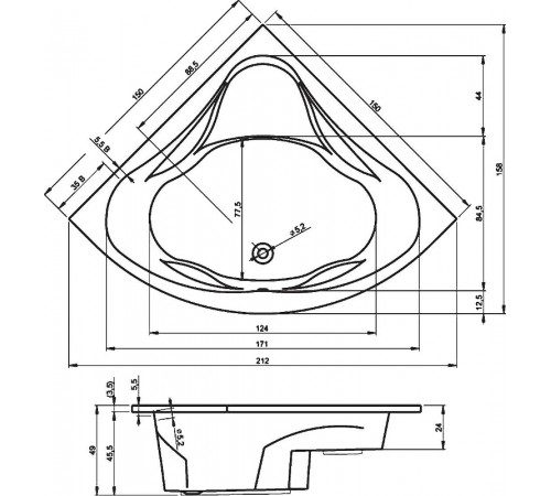 Акриловая ванна Riho Neo 150x150 B077001005 (BC3500500000000) без гидромассажа