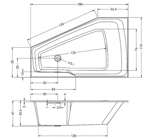 Акриловая ванна Riho Rething Space 180х110 R B115001005 (BR1800500000000) без гидромассажа